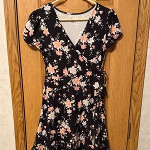 No Boundaries Black and Pink Floral Mini Dress